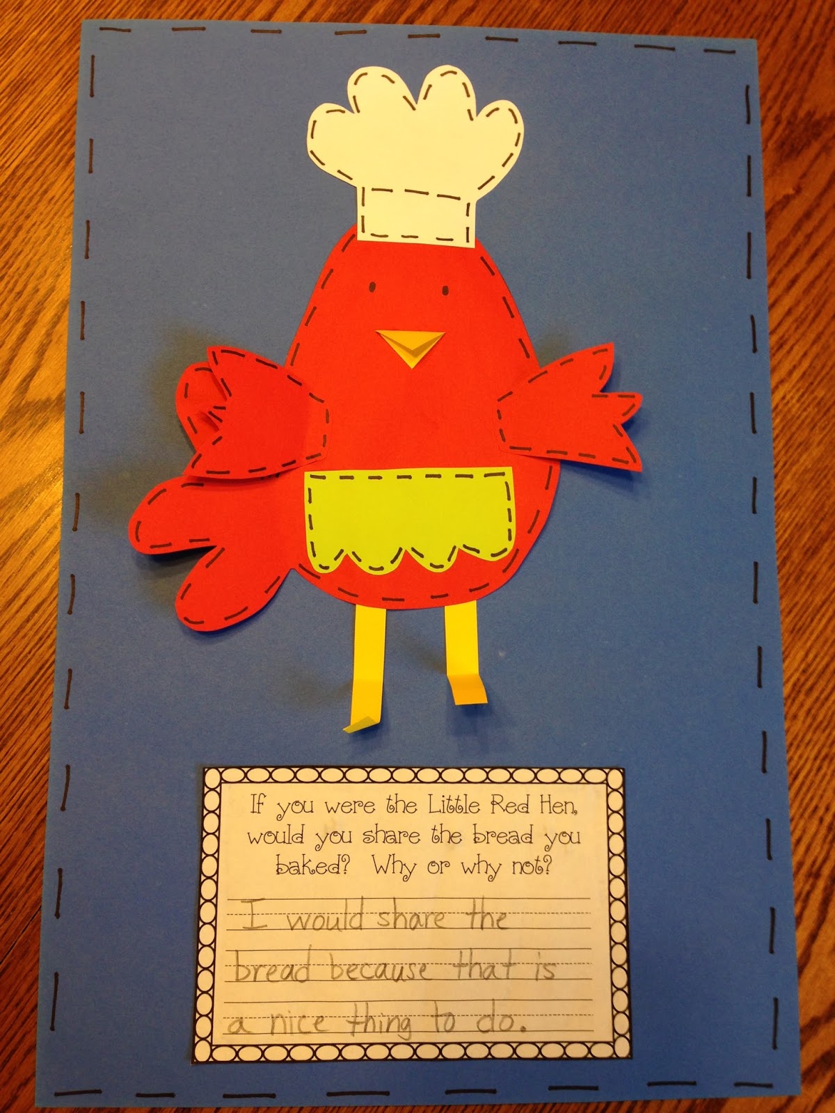 First Grade Sugar: Little Red Hen Craftivity and Writing | Little red