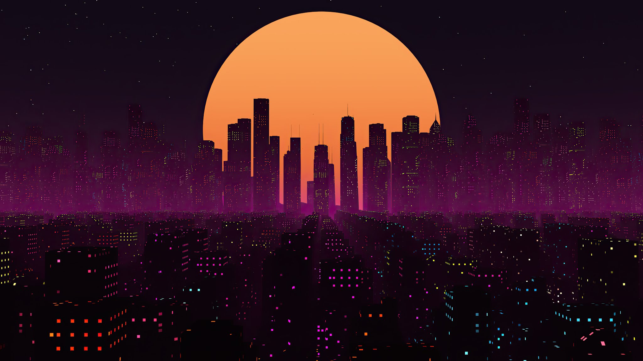 Retrowave City Sunset