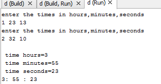 Create a structure TIME with members hours, minutes and seconds. Write ...