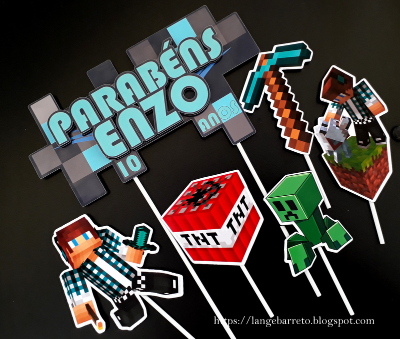 Topo De Bolo Minecraft Personalizado Para Imprimir