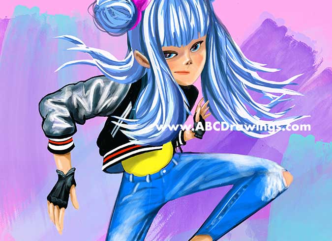 How to Draw an Anime Girl with Long Blue Hair  Anime Drawing with Colored  Pencils 