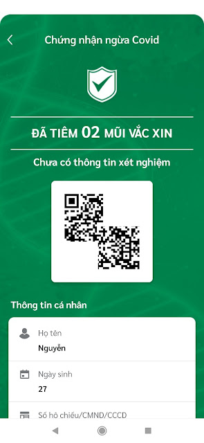 Thẻ xanh Vaccine sau khi đã tiêm 2 mũi