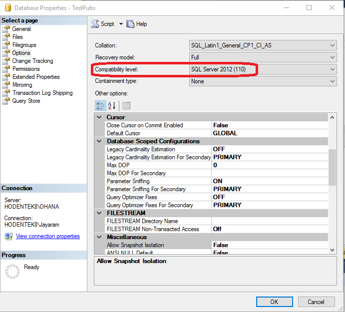 HodentekHelp How do you find the compatibility level of a SQL Server
