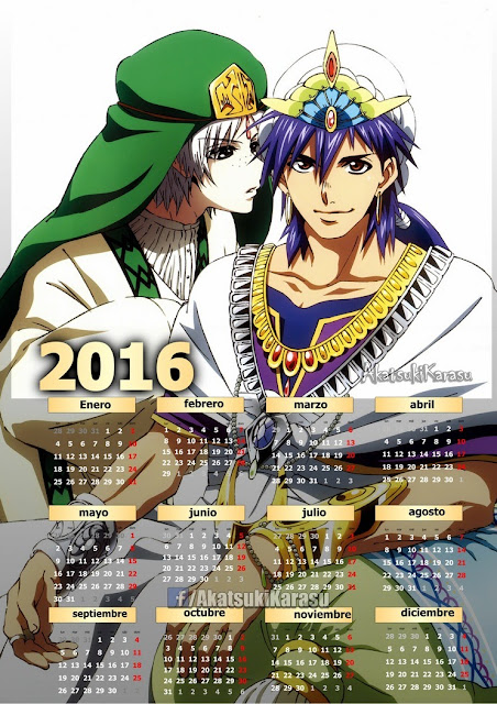 calendario 2016 anime magi