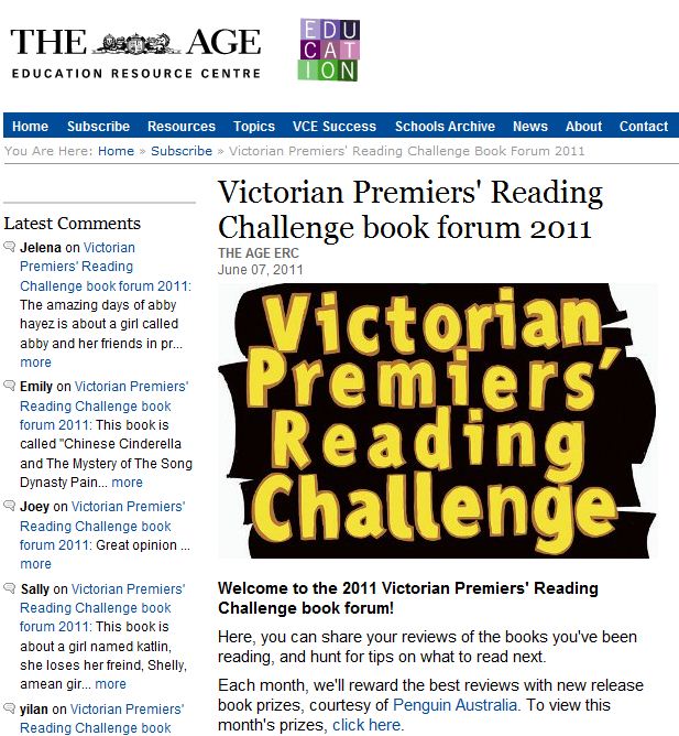Book Cloud Victorian Premier's Reading Challenge Book ForumAdd your
