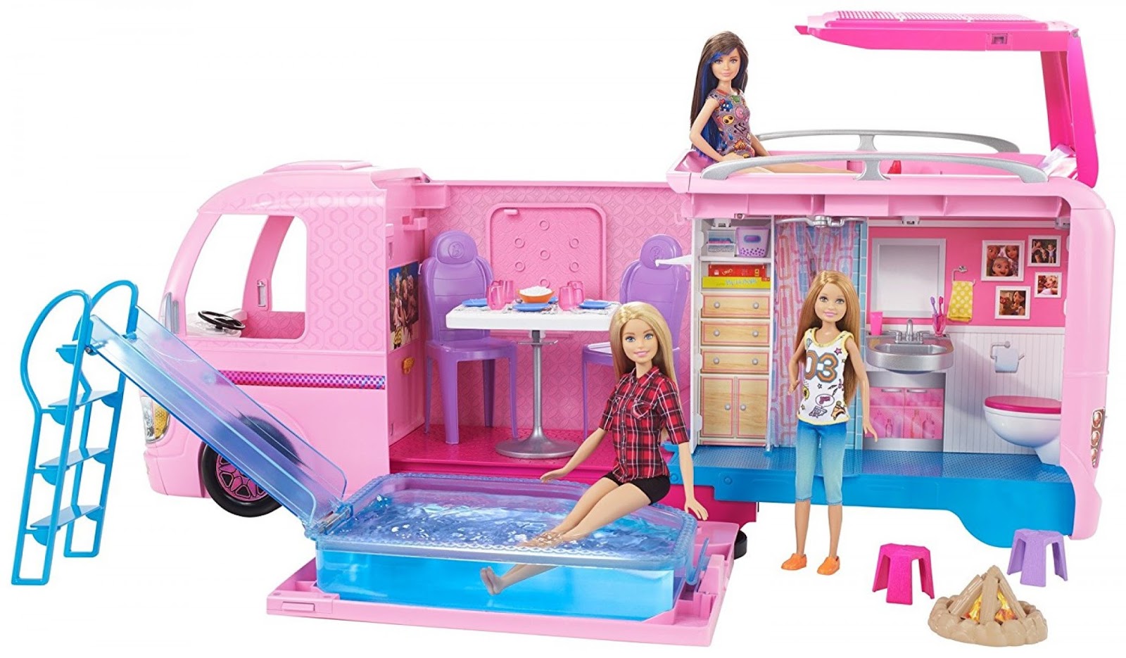 barbie pop up camper van best price