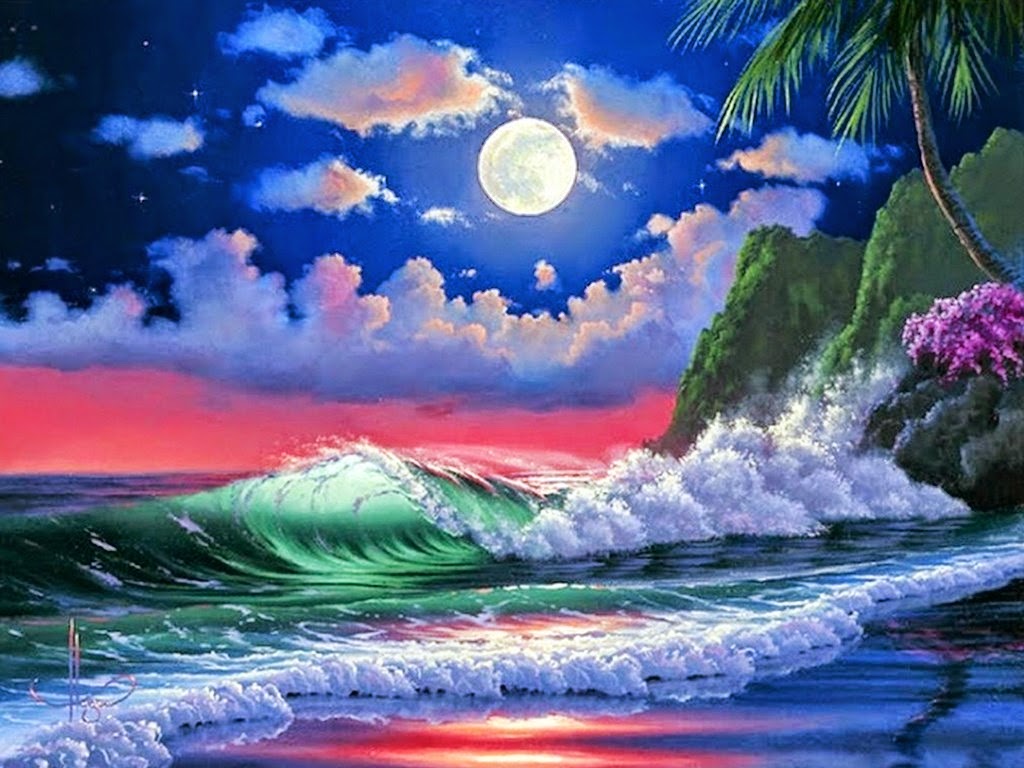 Imagenes Arte Pinturas Cuadro Con Paisaje De Playa Al Atardecer Pintado Al Oleo