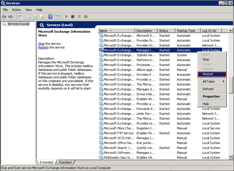 Exchange Service Does Not Start Automatically After Reboot