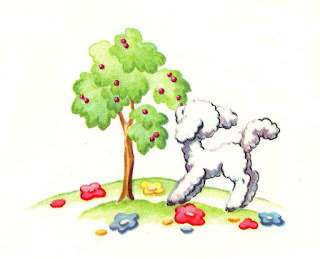 lamb tree flowers field image illustration