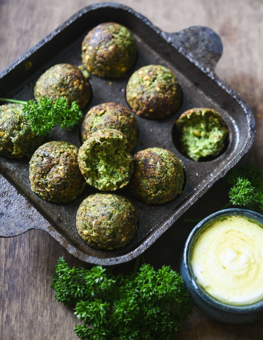 Fava bean falafel treat with earthy flavor and crispy exterior