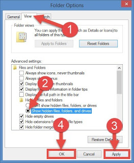 tick on show hidden file or folder