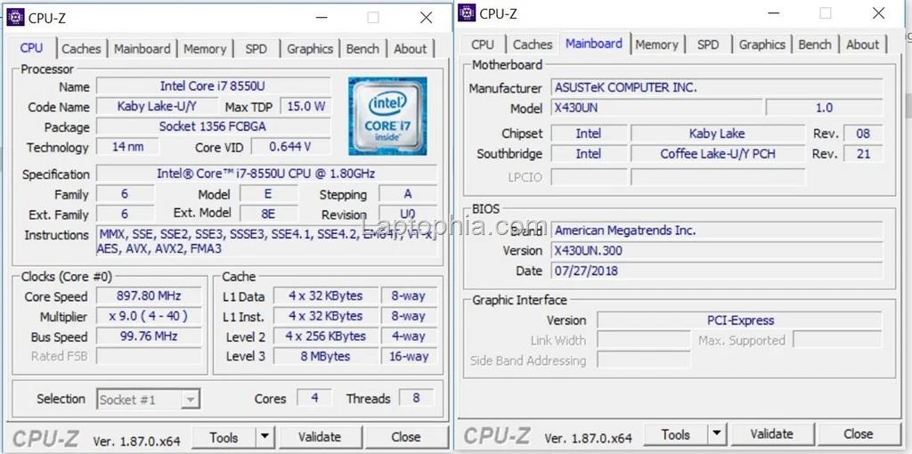 CPU-Z Asus VivoBook S430UN