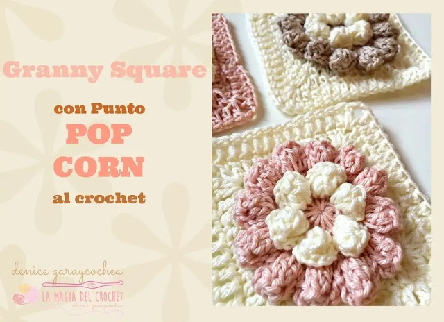 Granny Square con Punto Pop Corn