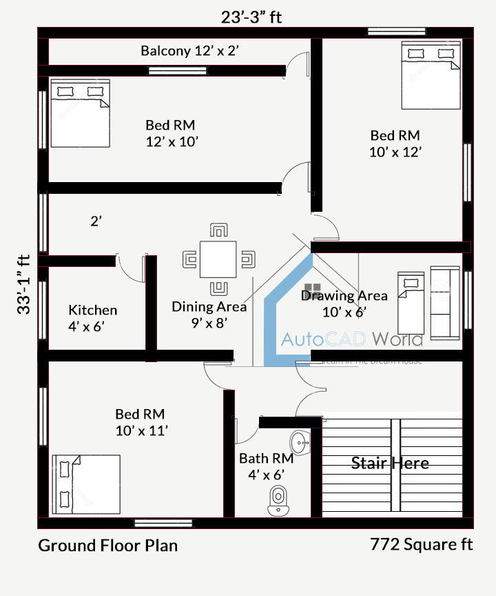 Autocad World Three Bedroom House Plan Autocad World Three Bedroom House Plan, 3 Bedroom House Plan And Design