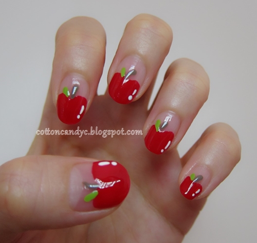 Cotton Candy Blog: Cute and Easy Apple Nails (Back to School) {How to}
