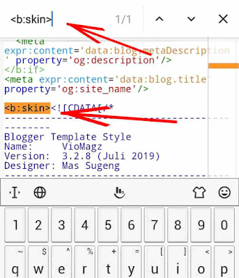 cara mencari kode di template blog