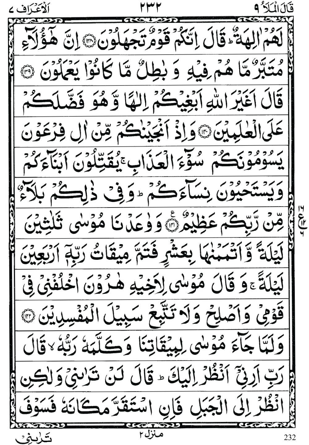 Quran Para 9 (Qal al mala) 9th Para Recite Online and PDF