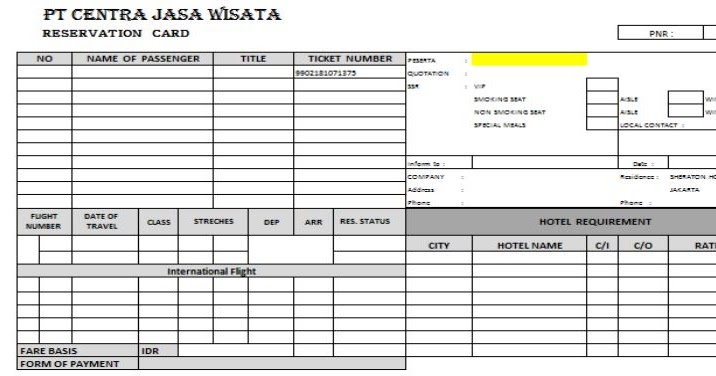 RahmaDewiSchool RESERVATION CARD