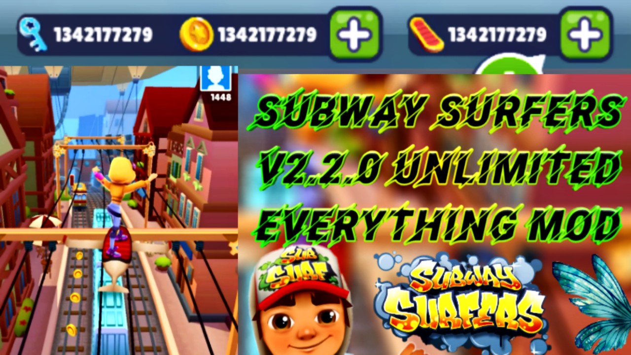 Subway Surfers v2.2.0 Unlimited Everything (Coin,Keys, Skateboard) Mod Apk  Latest