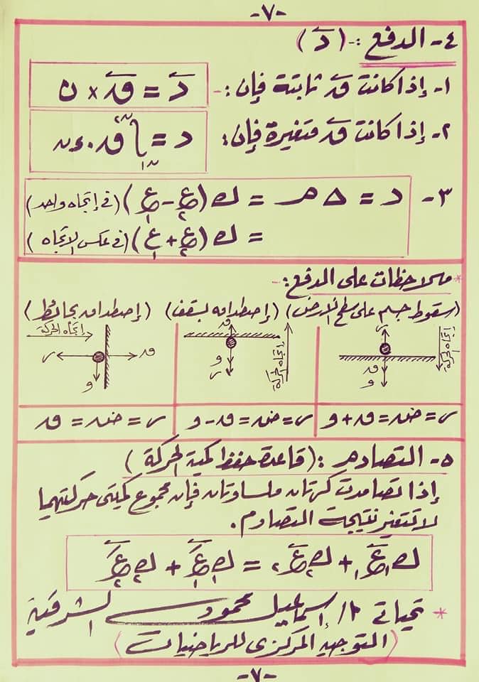 كل قوانين الديناميكا ٣ ثانوي في ورقة واحدة 7