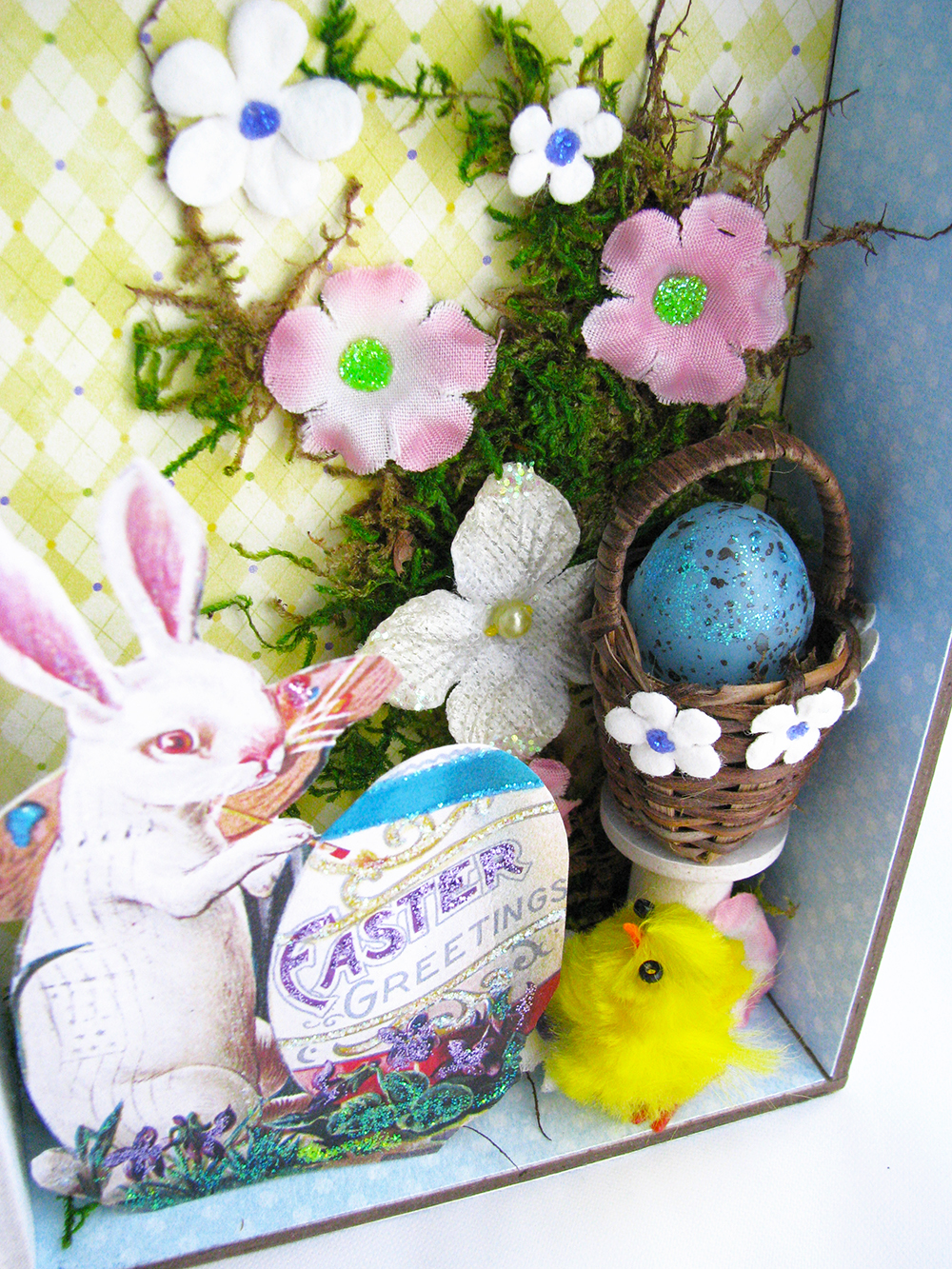 CackleAndHoot Easter Bunny Shadow Box and a Little Blue Bunny.