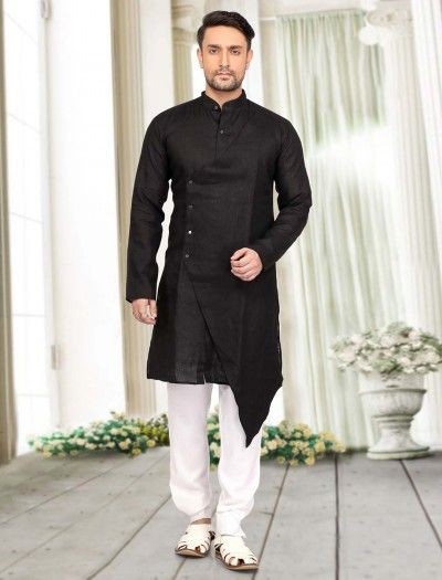 Black Kurta Pajama Design Style for Man's Fashion Images