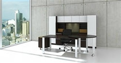 Verde White Glass Office Desk Set by Cherryman