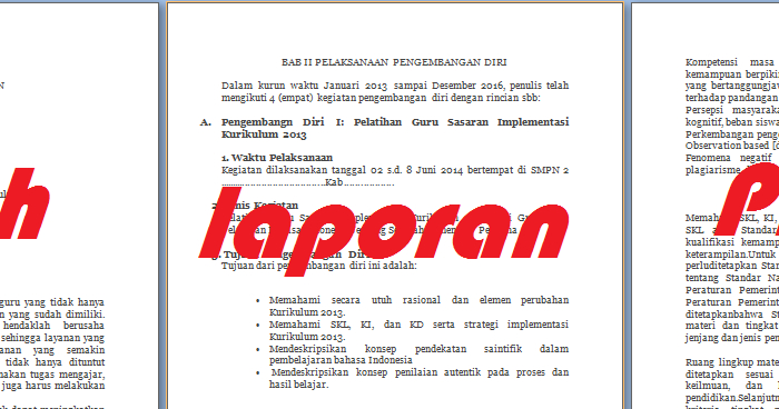 Laporan Pengembangan Diri Kegiatan Kurikulum 2013 Info Pendidikan Terbaru
