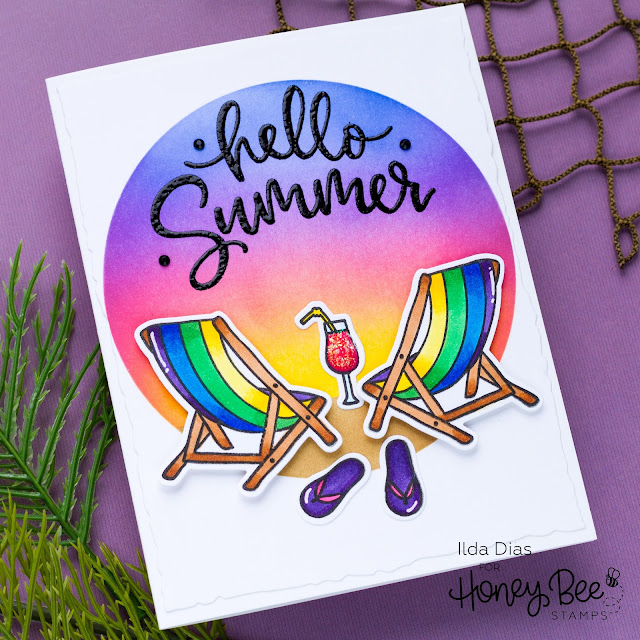 Hello Summer, Sneak Peeks, Summer Sunset, Honey Bee Stamps, Ink Blending, distress oxide inks, Card Making, Stamping, Die Cutting, handmade card, ilovedoingallthingscrafty, Stamps, how to, 