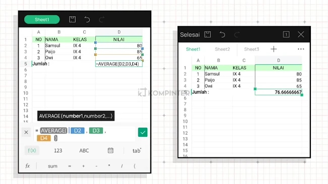 Rumus Average di WPS Office