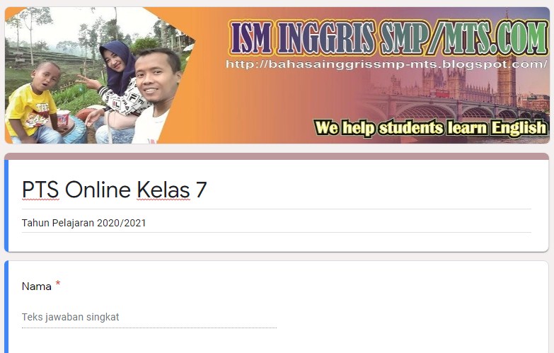 Soal Pts Gasal Online Bahasa Inggris Kelas 7 Masa Pandemi Corona Tahun 2020 Bahasa Inggris Smp Mts
