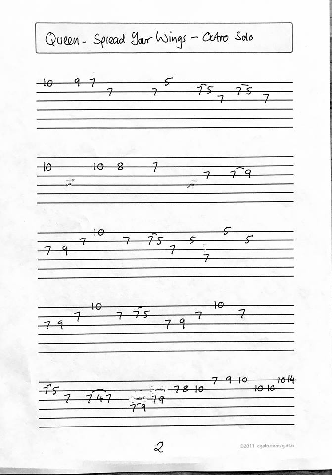 Queen Corner Queen Spread Your Wings Guitar Play Along (Guitar Tab)
