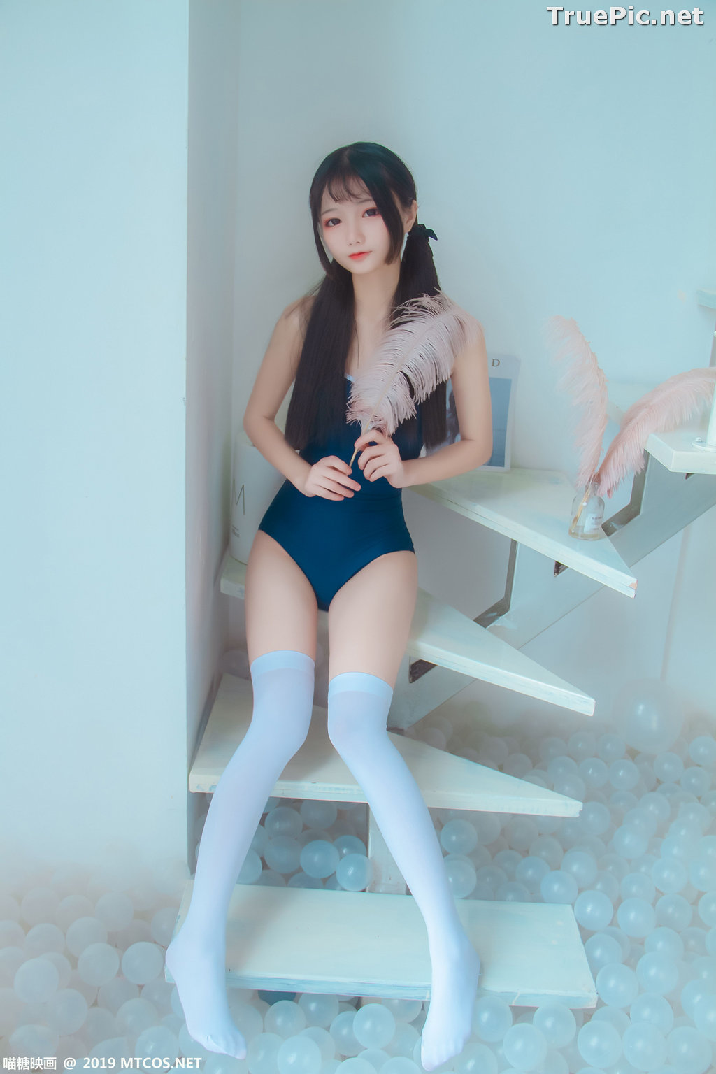 Image [MTCos] 喵糖映画 Vol.046 – Chinese Cute Model – Blue Monokini In Bathtub - TruePic.net - Picture-17