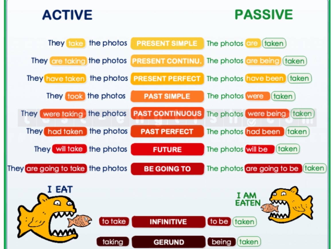 Take в пассивном залоге. Пассивный залог в анлг. Пассивный залог в английском. Active Passive Voice в английском языке. Tenses в английском языке.
