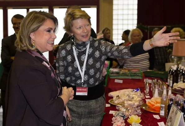 Grand Duchess Maria Teresa of Luxembourg at Red Cross Ball and visited Red Cross Bazaar in Luxembourg