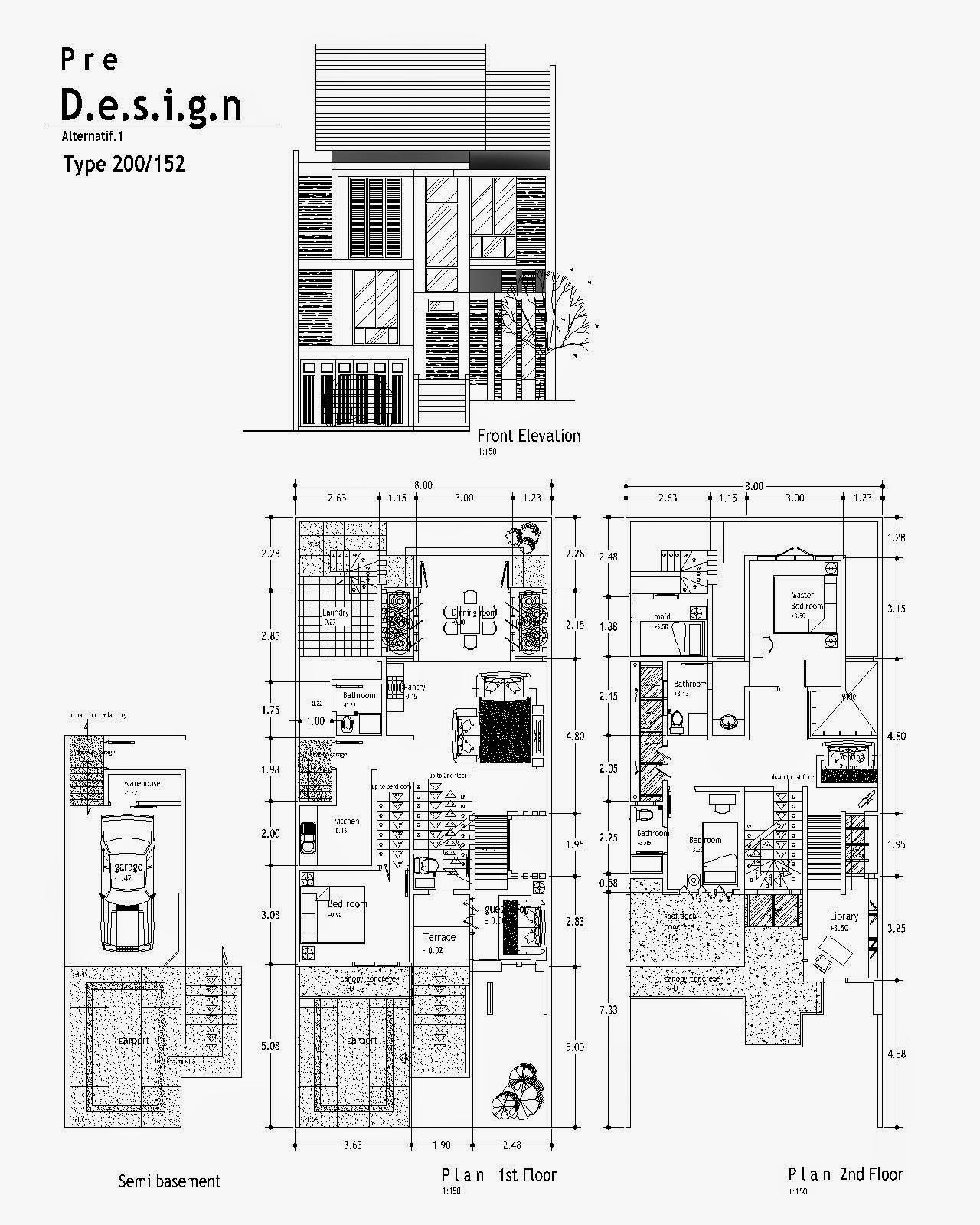 Denah Rumah 2 Lantai 5X12 : Jasa Arsitek Desain Rumah Minimalis Hook 2