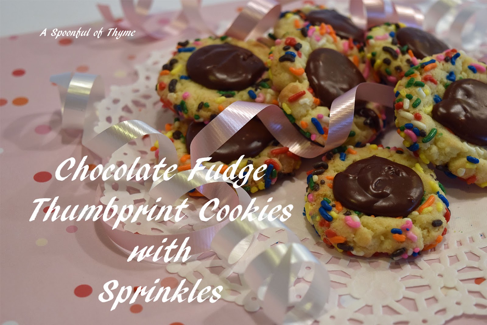 Chocolate Fudge Thumbprint Cookies with Sprinkles