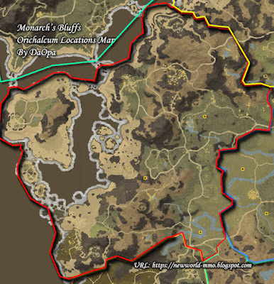 Monarch's Bluffs orichalcum node locations map