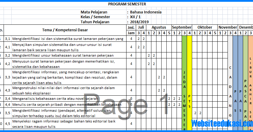 Prota, Promes Bahasa Indonesia Kelas 12 K13 Revisi 2018 Prota, Promes Bahasa Indonesia Kelas 12 K13 Revisi 2018