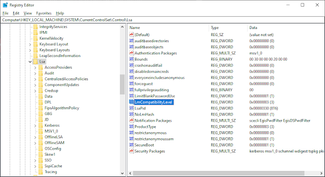 Notes of a Programmer: Configuring Windows LAN Manager Authentication Level