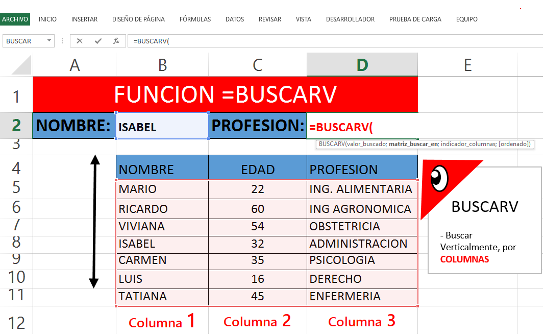 OS usar la función BUSCARV? Excel
