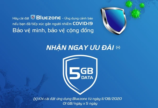 Nhà mạng tặng 5 GB data khi cài ứng dụng Bluezone Nhà mạng tặng 5 GB data khi cài ứng dụng Bluezone