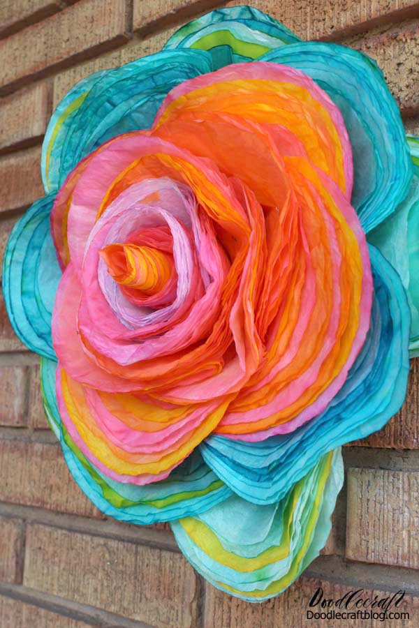 Giant Hand Dyed Coffee Filter Rose DIY