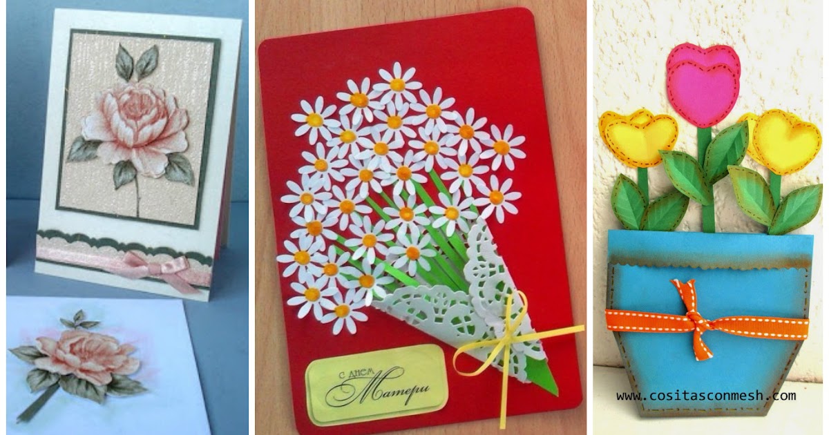 Aprende cómo hacer tarjetas con flores para el día de la madre ~  