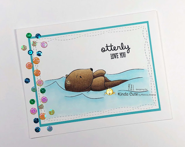 Cute CAS card using an otter digital stamp by Kinda Cute by Patricia Alvarez