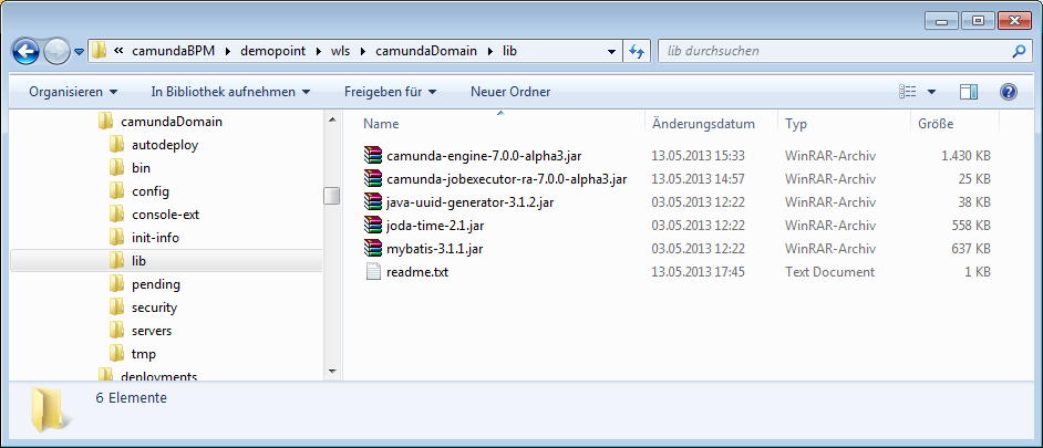 Camunda library in file explorer