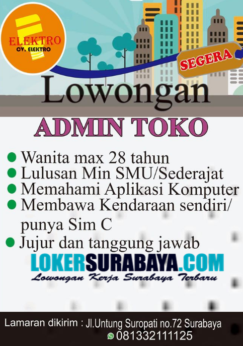 Info Lowongan Kerja Surabaya di CV. Elektro Juni 2020 - Lowongan Kerja