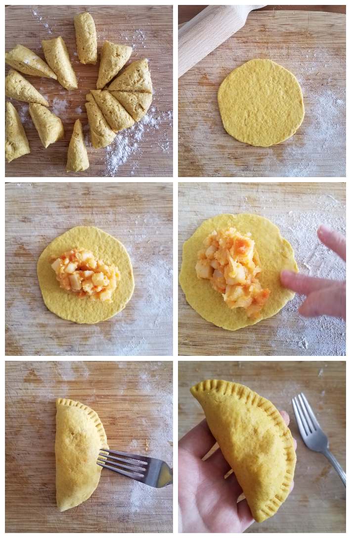 Cómo armar las samosas, collage de 6 fotos