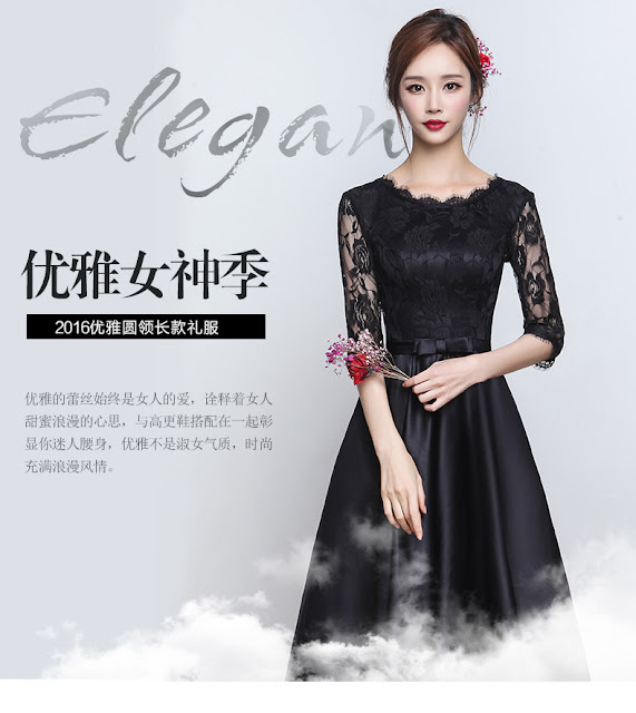Black long sleeve gowns 2016 new autumn winter Toastmasters female fashion slim slim elegant long bi-fold wallets 