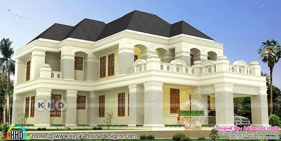 Sloped roof style view of the Colonial home